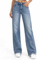 Women's Mid-Rise Straight-Leg Jeans with Zip – Relaxed Cut - Blue