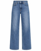 Women's Floor-Length Wide-Leg Jeans – Fluid Cut - Dark Blue