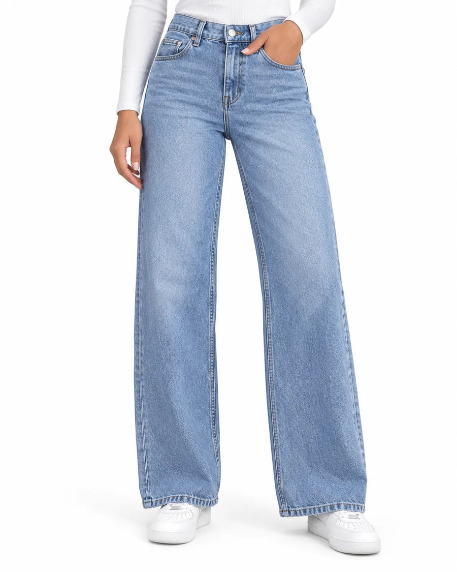 Jean Large Femme Longueur Sol Coupe Fluide