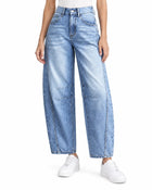 Women's High-Waisted Wide-Leg Jeans – Relaxed Drape - Light Blue