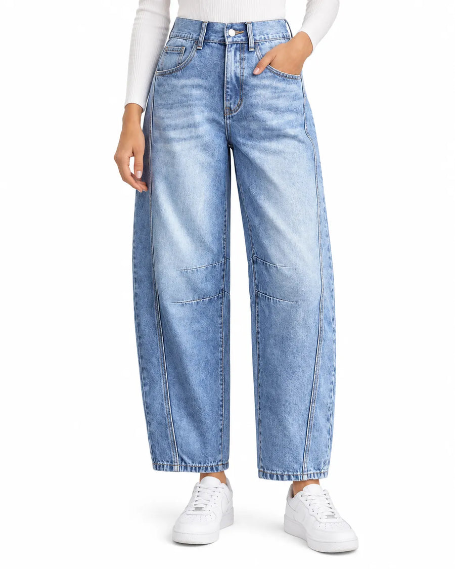 Jean Large Femme Taille Haute Tombant Décontracté