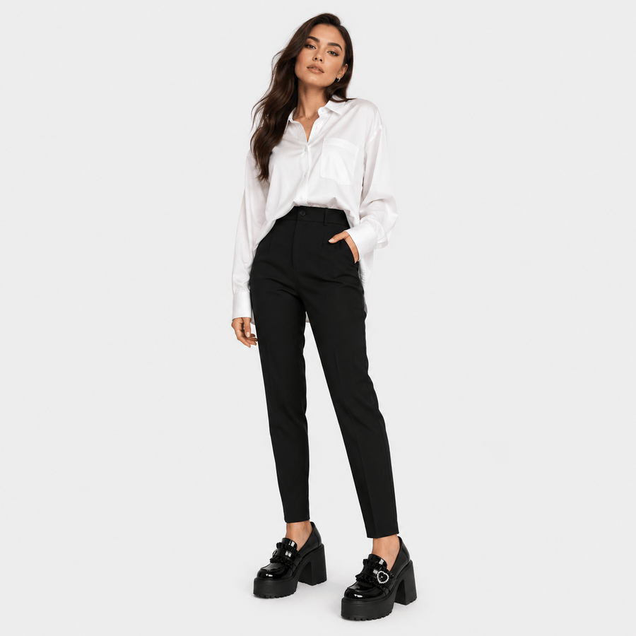 Mocassin femme noir plateforme boucle cœur - vue d'ensemble posé