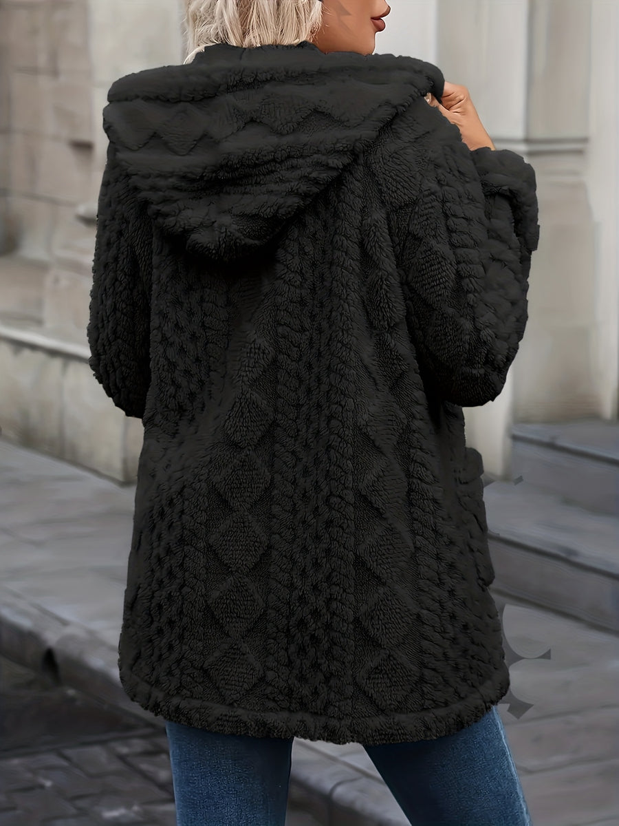 Manteau Femme Grande Taille Mi-Long à Capuche Boutonné Hiver - photo produit 4