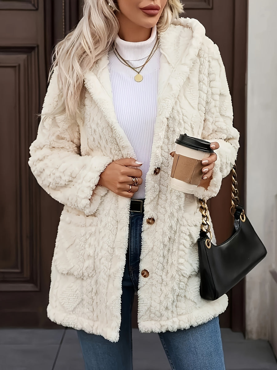 Manteau Femme Grande Taille Mi-Long à Capuche Boutonné Hiver - photo produit 7