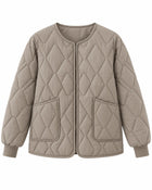 Women's Quilted Coat – Plus Size Zip Fastening - Khaki