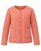Women's Quilted Coat – Fur-Trimmed Sleeves - Red