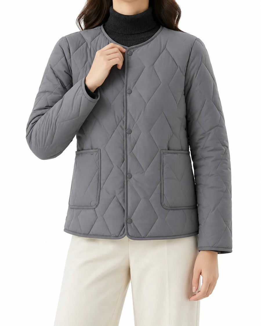 Manteau Matelassé Femme Manches Bordées Fourrure