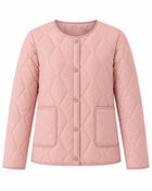 Women's Quilted Coat – Fur-Trimmed Sleeves - Peach Pink