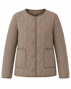 Women's Quilted Coat – Fur-Trimmed Sleeves - Khaki