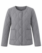Women's Quilted Coat – Fur-Trimmed Sleeves - Dark Grey