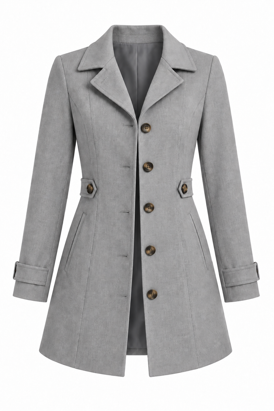 Manteau Trench Femme - Long Col Cranté Croisé Prince-de-Galles – vue produit 5