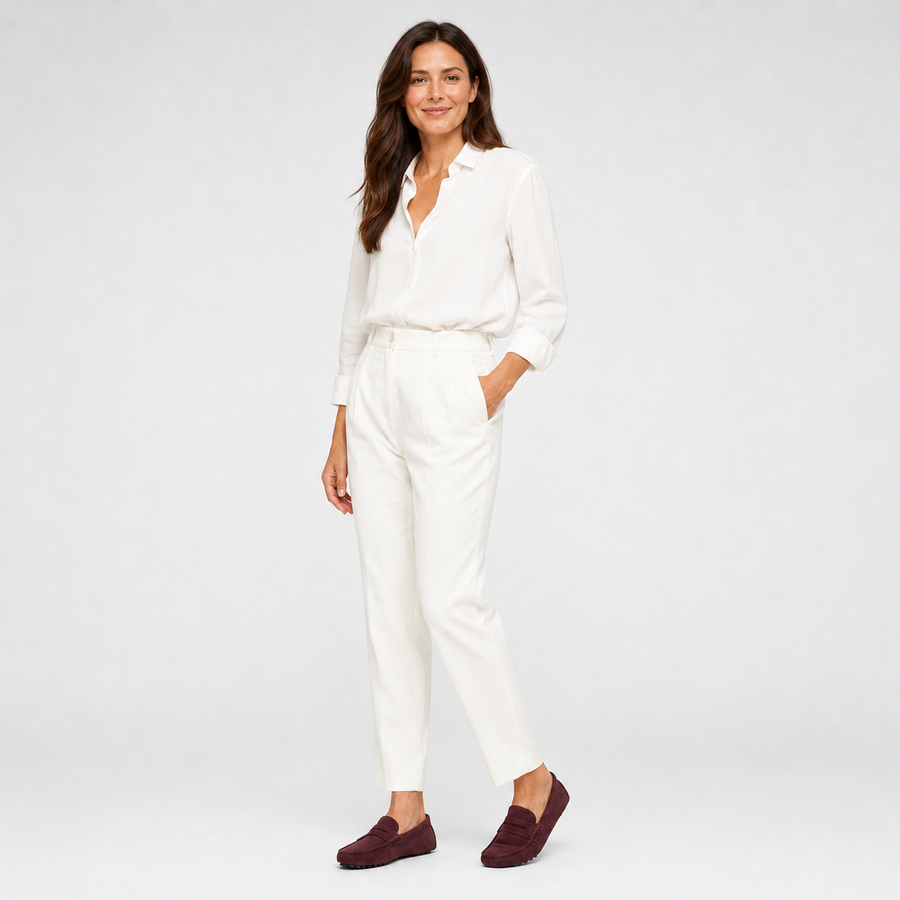 Mocassin femme marron confort et simplicité - vue d'ensemble posé