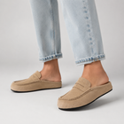 Women's Beige Open-Back Loafer Mules - Beige
