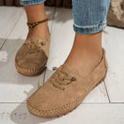 Women's Suede-Effect Loafers – Casual Lace Detail - Brown