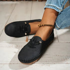 Women's Suede-Effect Loafers – Casual Lace Detail - Black