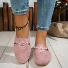 Women's Suede-Effect Loafers – Casual Lace Detail - Pink