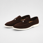 Women's Brown Tassel Flat Loafers - Dark Brown
