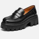 Women's Black Chunky Platform Loafers – Round Toe - Black