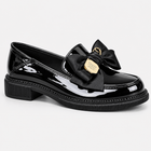 Women's Black Patent Platform Penny Loafers - Black