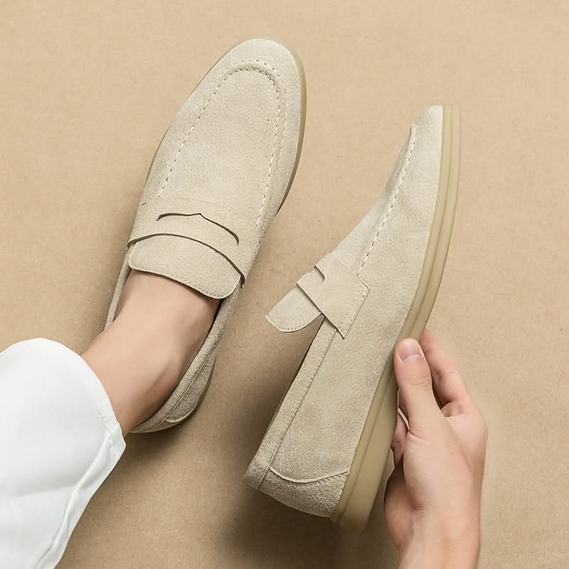 Mocassin homme beige élégant - vue trois quart
