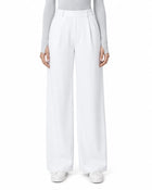 Women's Straight-Leg Trousers – High-Waisted Stretch - White