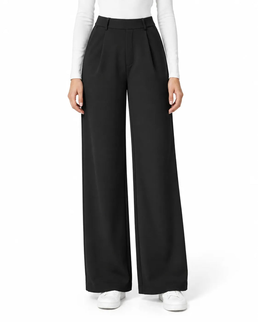 Pantalon Droit Femme Taille Haute Extensible