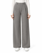 Women's Straight-Leg Trousers – High-Waisted Stretch - Grey