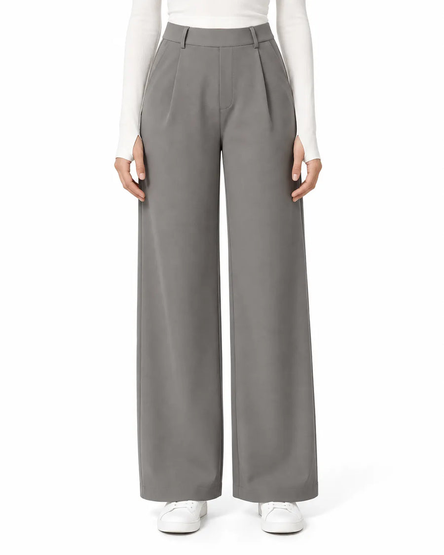 Pantalon Droit Femme Taille Haute Extensible