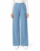 Women's Straight-Leg Trousers – High-Waisted Stretch - Ocean Blue