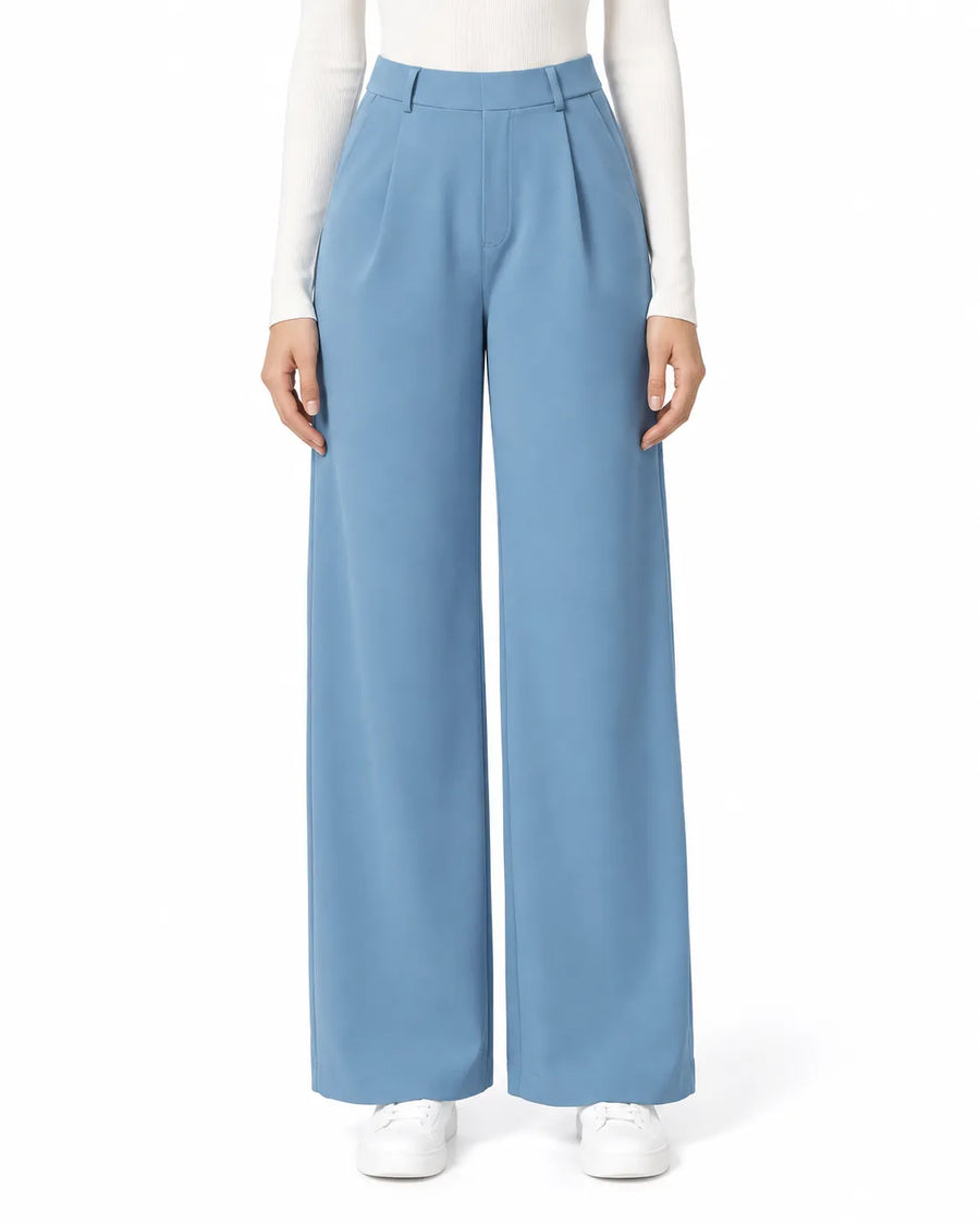 Pantalon Droit Femme Taille Haute Extensible