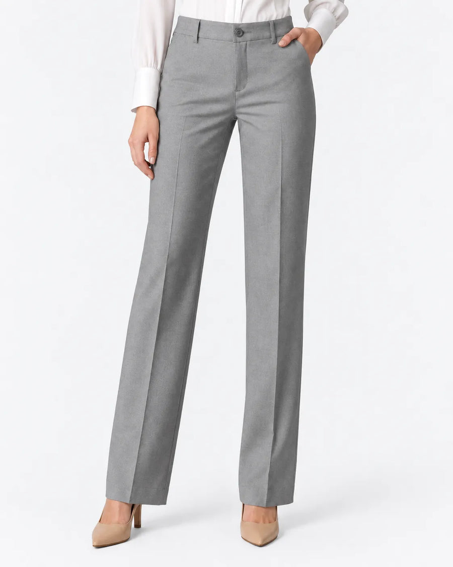 Pantalon Extensible Femme Taille Haute Coupe Droite