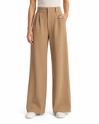 Women's Wide-Leg Trousers – High-Waisted with Belt - Coffee