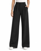 Women's Wide-Leg Trousers – High-Waisted with Belt - Black