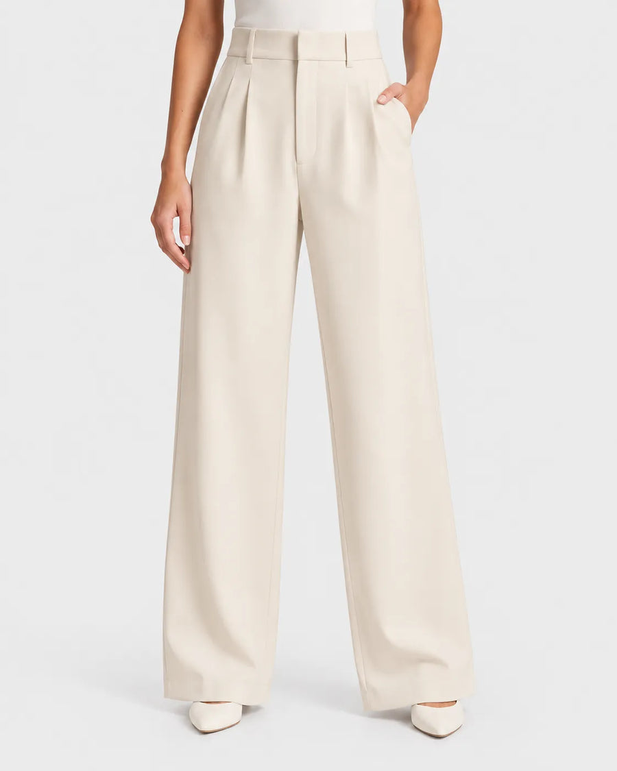 Pantalon Large Femme Taille Haute Avec Ceinture