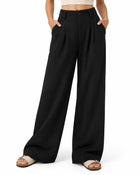 Women's Wide-Leg Trousers – High-Waisted Loose Fit - Black