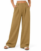 Women's Wide-Leg Trousers – High-Waisted Loose Fit - Ginger Yellow