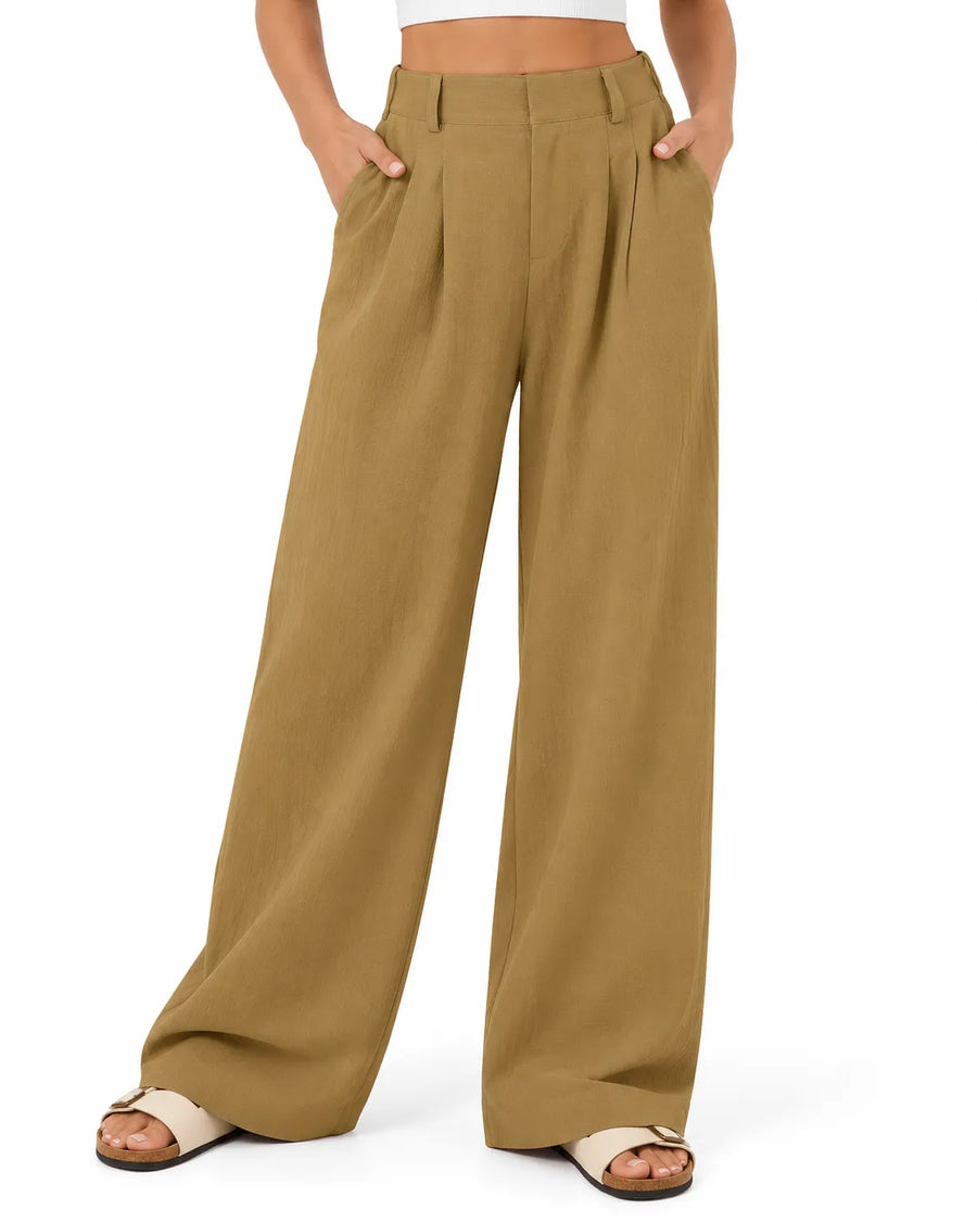 Pantalon Large Femme Taille Haute Coupe Ample