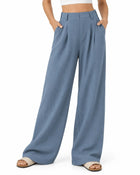 Women's Wide-Leg Trousers – High-Waisted Loose Fit - Navy