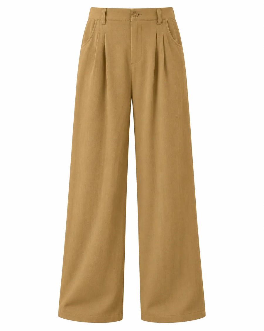 Pantalon Large Femme Taille Haute Coupe Ample