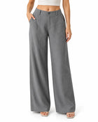 Women's Wide-Leg Trousers – Mid-Rise Multi-Pocket - Grey