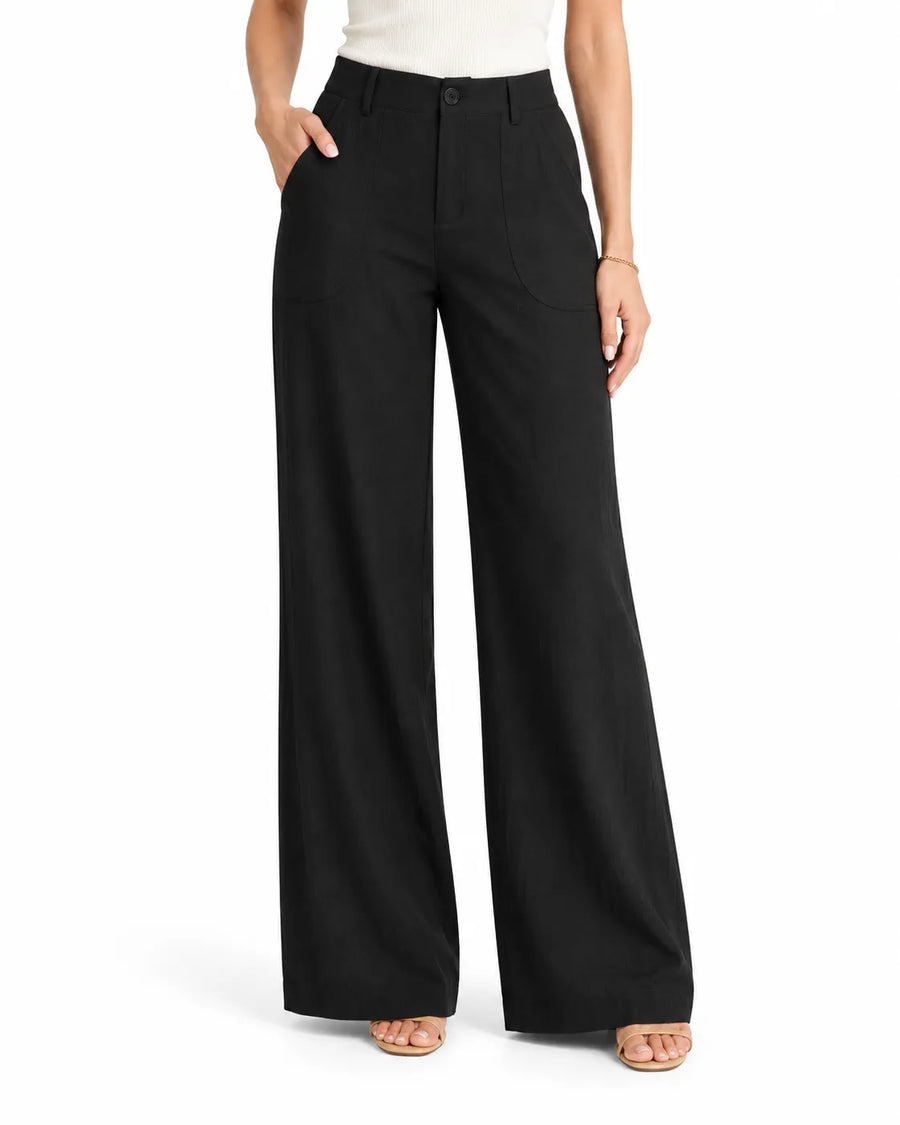 Pantalon Large Femme Taille Mi-Haute Multipoches