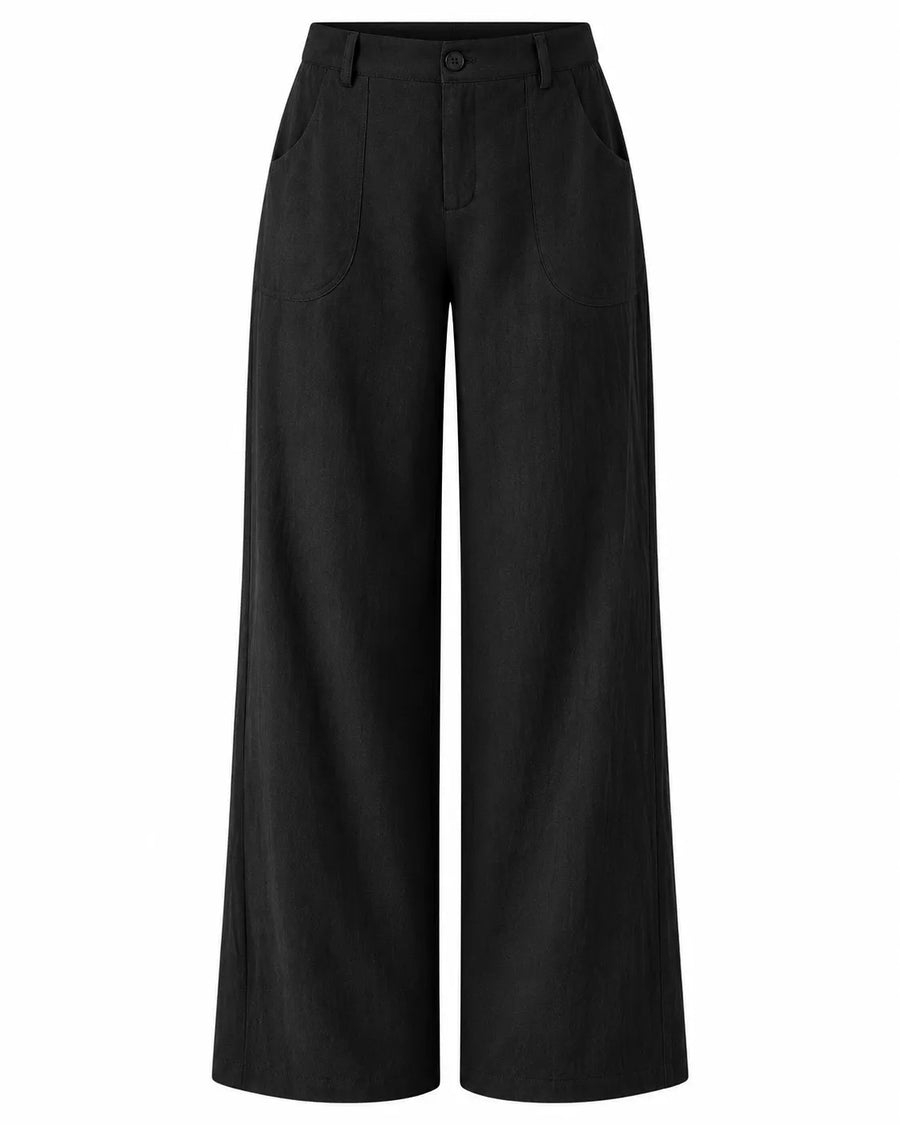Pantalon Large Femme Taille Mi-Haute Multipoches