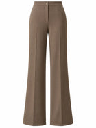Women's Flared Trousers – High-Waisted Fluid - Coffee