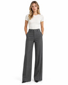 Women's Tailored Trousers – Wide Cut High-Waisted Side Pockets - Grey