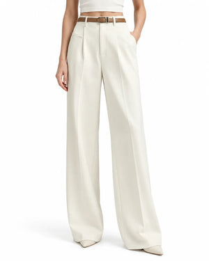 Pantalon Tailleur Femme Taille Haute Coupe Droite