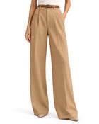 Women's Tailored Trousers – High-Waisted Straight Cut - Apricot
