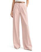 Women's Tailored Trousers – High-Waisted Straight Cut - Pink