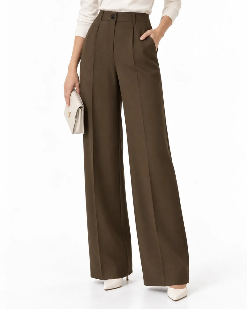 Pantalon Tailleur Femme Taille Haute Style Minimaliste