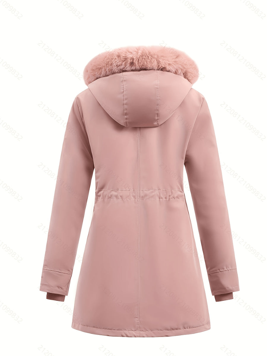 Parka Femme Grande Taille Mi-Longue à Capuche Zippée Automne Hiver - photo produit 6