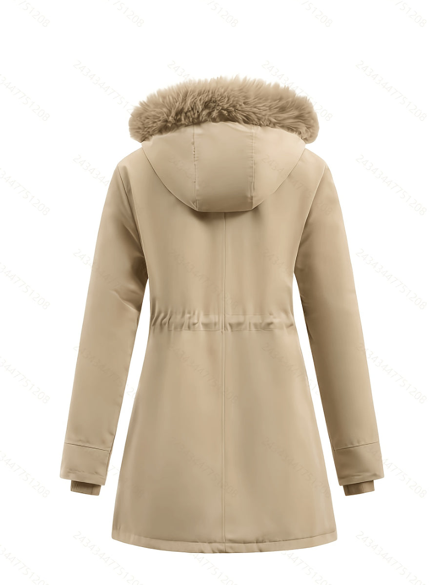 Parka Femme Grande Taille Mi-Longue à Capuche Zippée Automne Hiver - photo produit 7